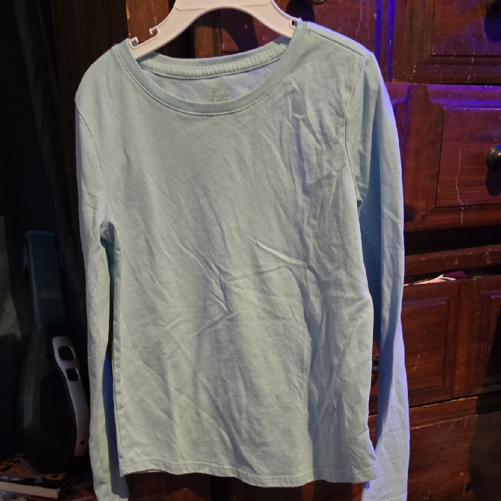 !!.                Girls S(6-6X) Soft Aqua Long Sleeve Tee